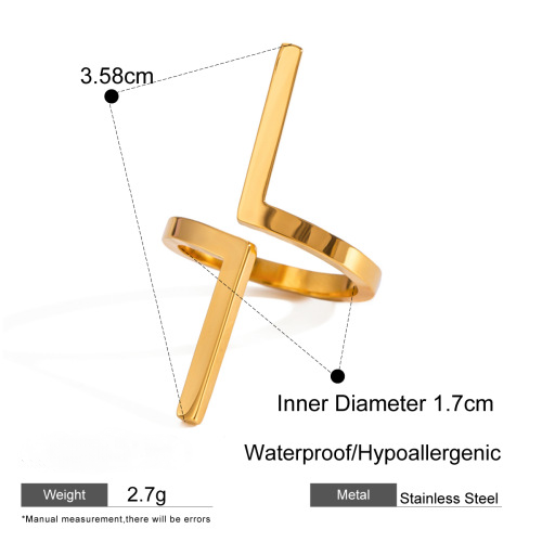 18K Gold PVD Stainless Steel Exaggerated Ring Combination