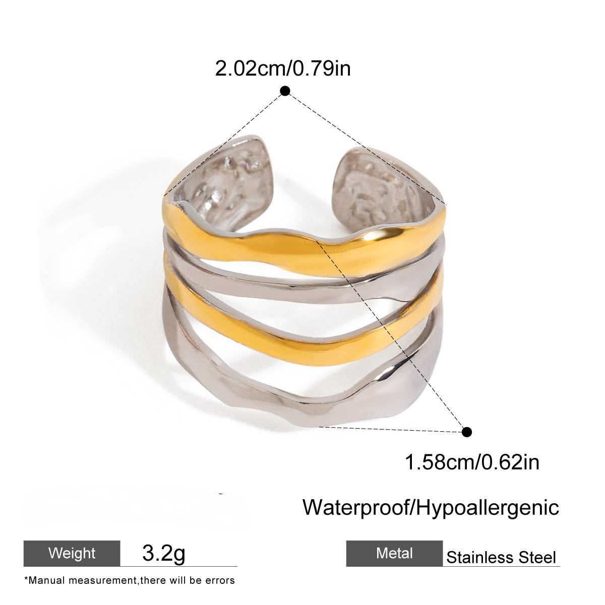 Stainless Steel Two-Tone Gold and Steel Ring
