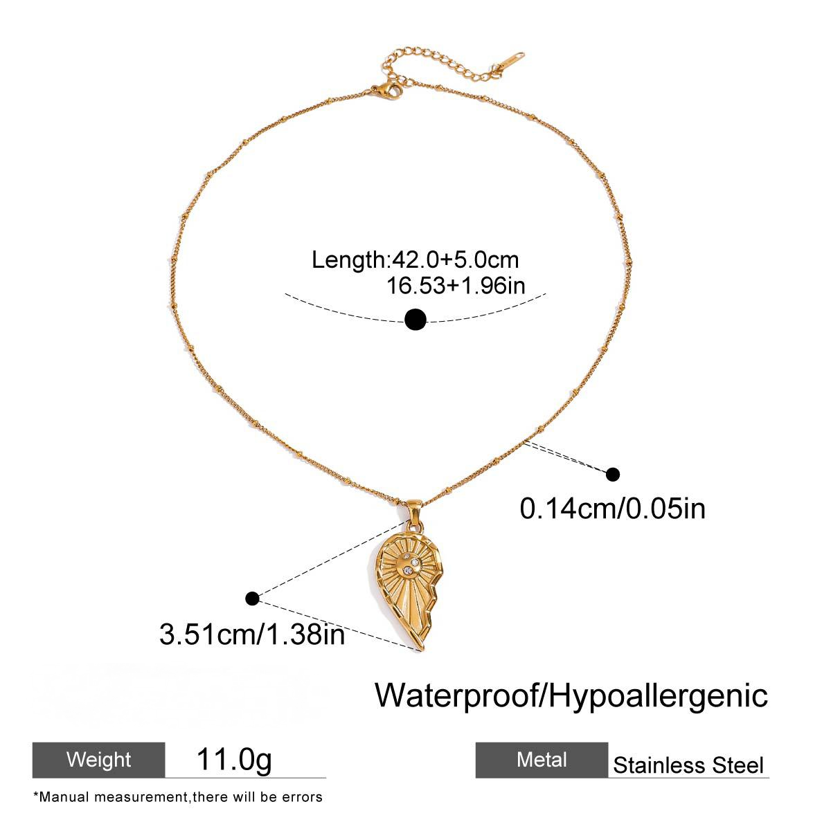 Stainless Steel Star Moon Heart Cubic Zirconia Pendant Necklace