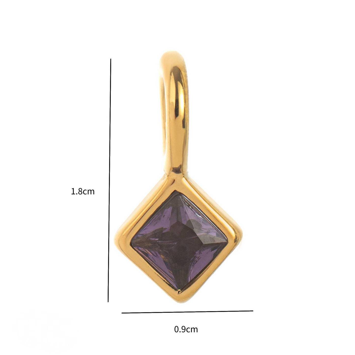 Stainless Steel Twelve Birthstone Square Round Pendant