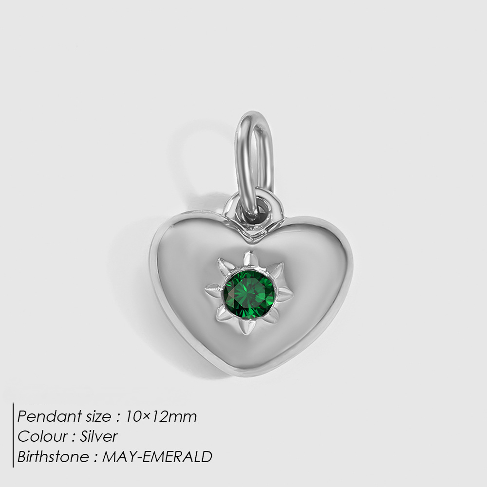 Stainless Steel Rhinestone Heart Pendant