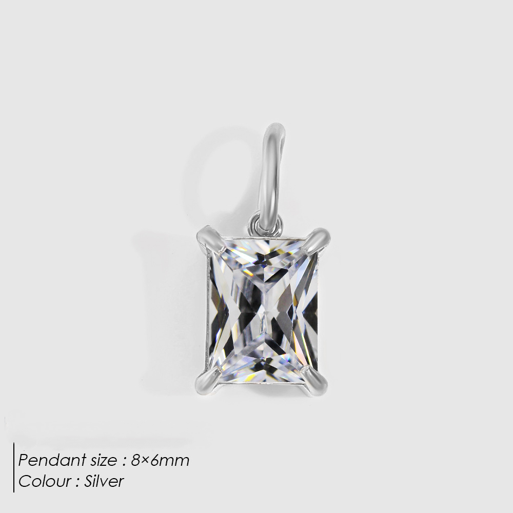 Stainless Steel Cubic Zirconia DIY Necklace Pendant