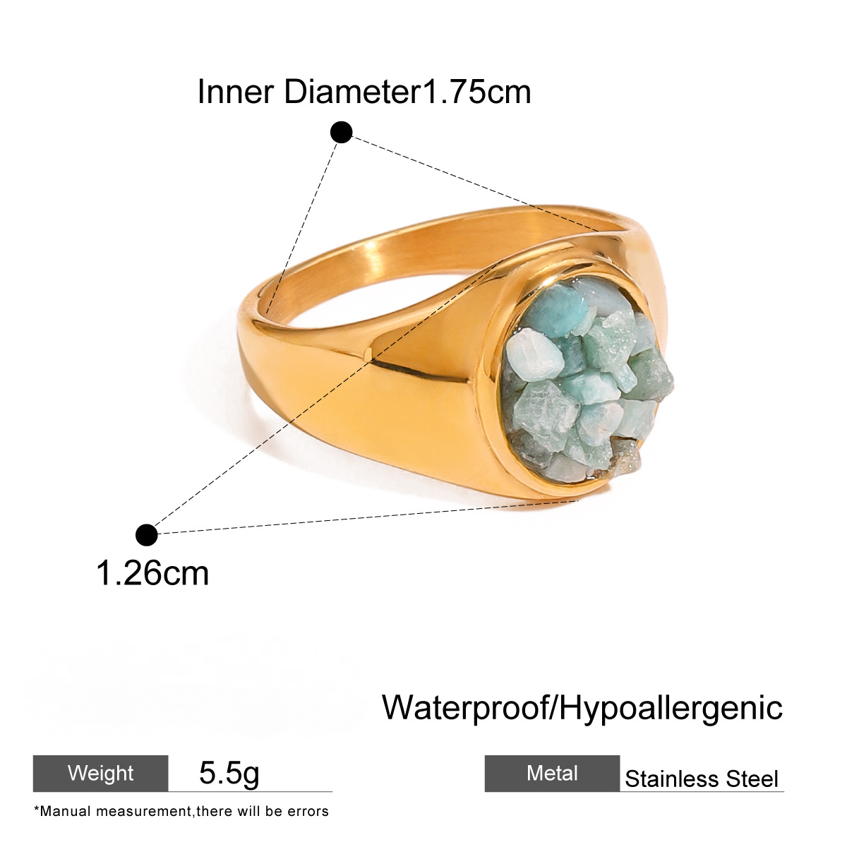 Stainless Steel Natural Stone Gravel Ring Collection