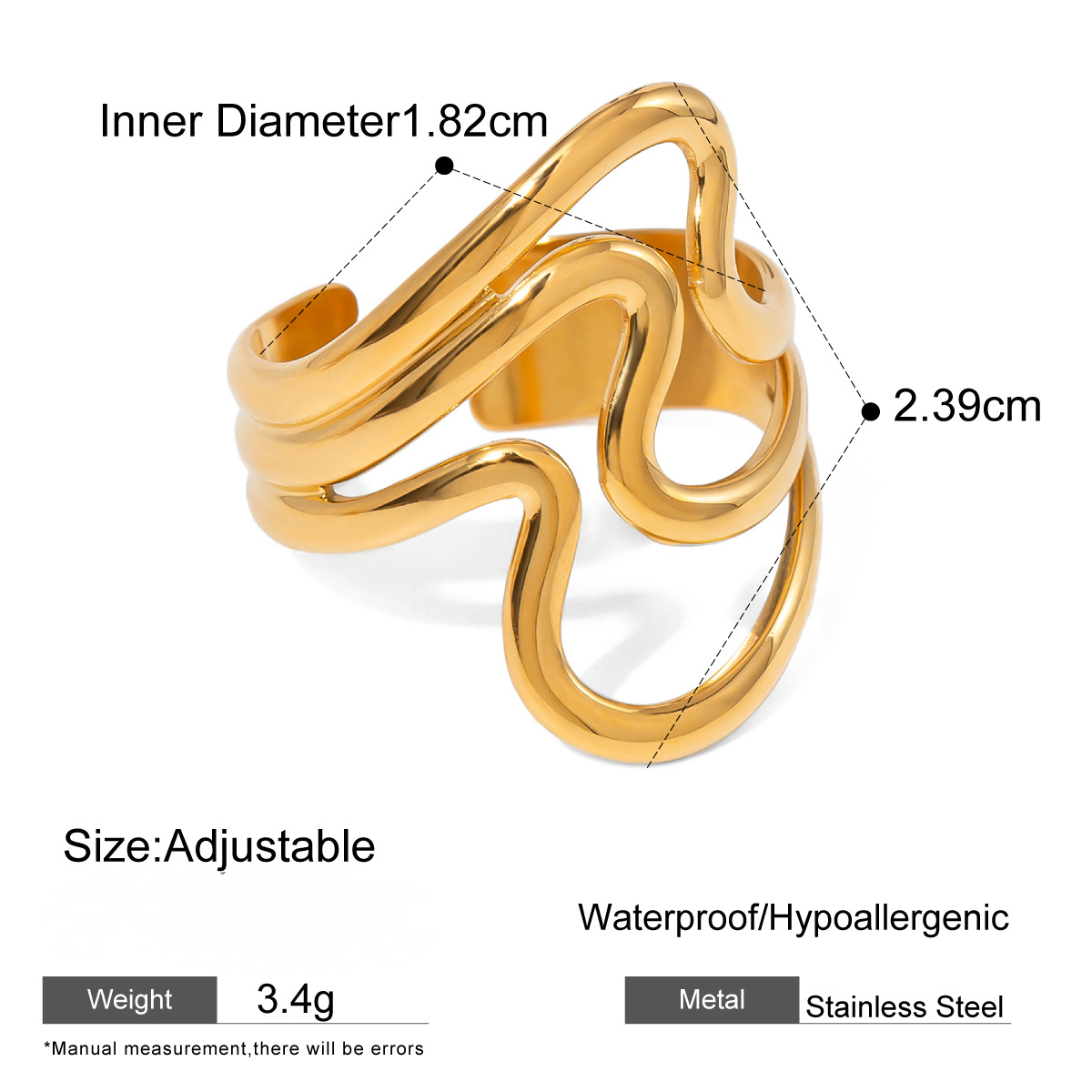 Stainless Steel 18K Gold PVD Pearl Ring