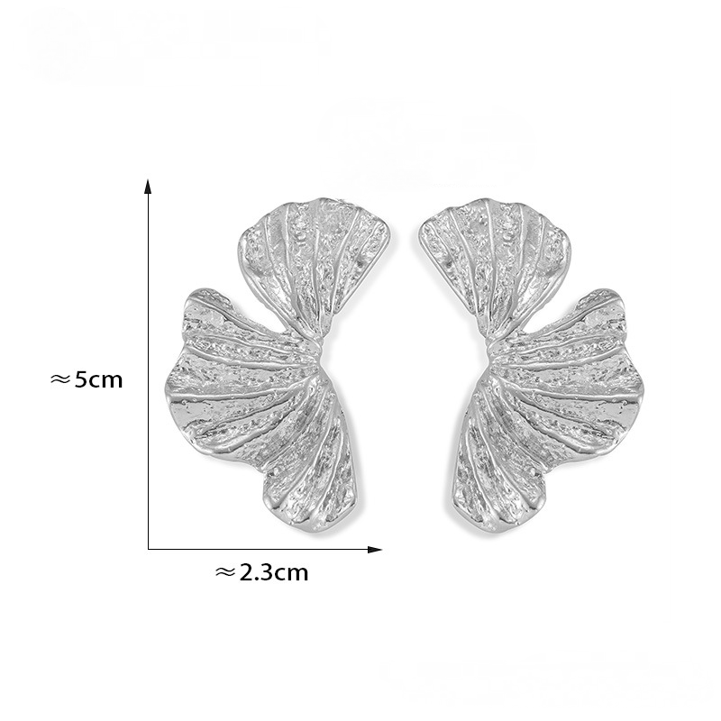 Layered Textured Petals Stainless Steel Stud Earrings