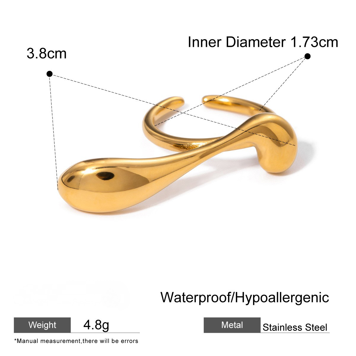 18K Gold PVD Stainless Steel Exaggerated Ring Combination