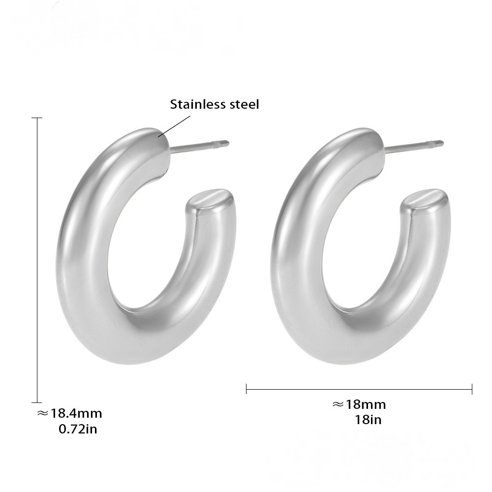 Stainless Steel Minimalist Polished Hoop Earrings