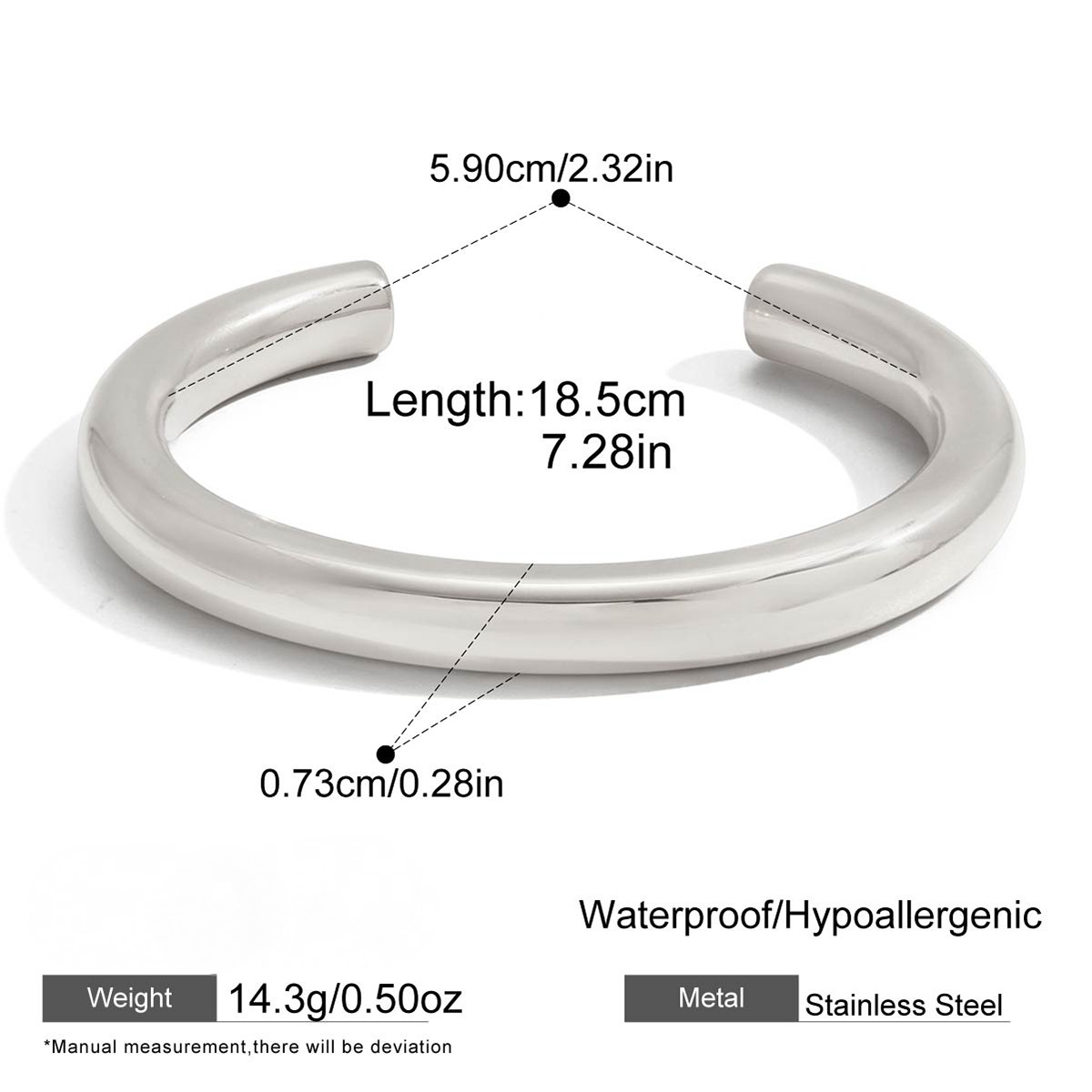 Stainless Steel Smooth Plain Ring Cuff Bracelet