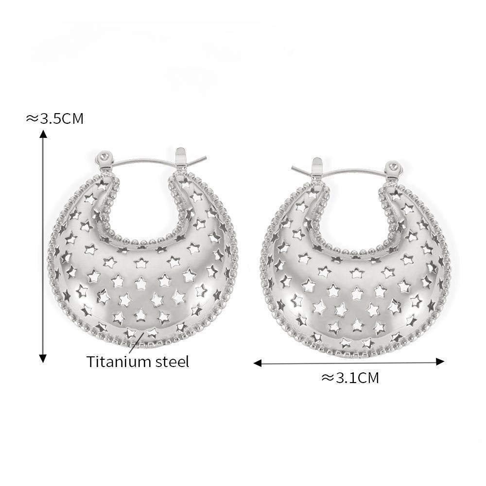 Stainless Steel Textured Exaggerated Hoop Earrings