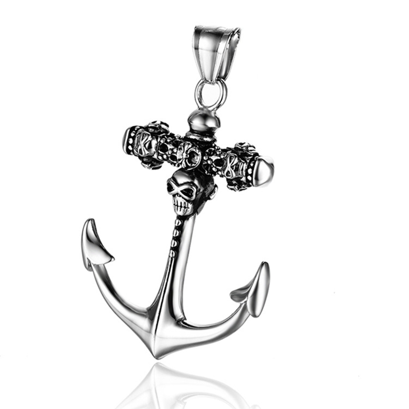 Stainless Steel Skull Anchor Necklace