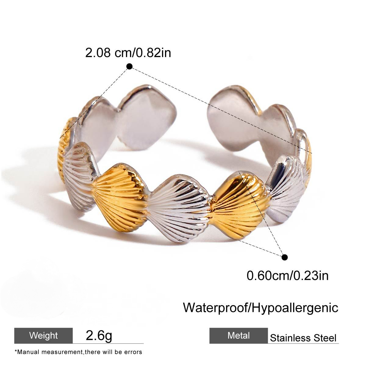 Starfish Shell Color Blocked Ring Combination