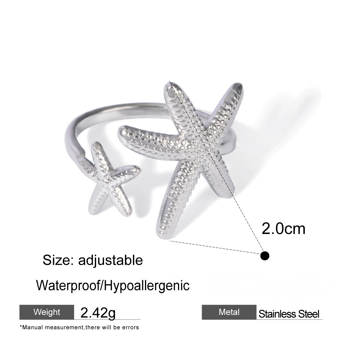 Starfish Shell Color Blocked Ring Combination
