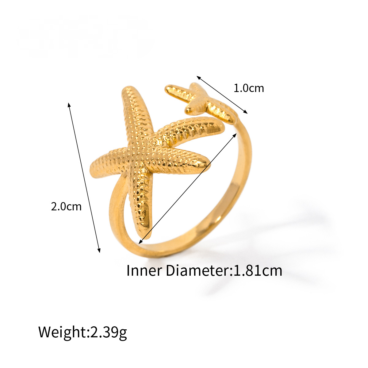 Starfish Shell Color Blocked Ring Combination
