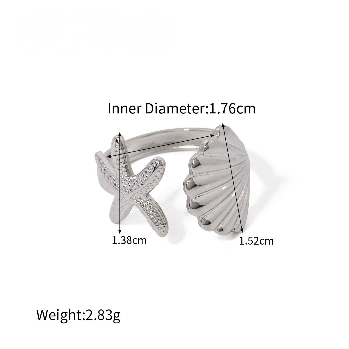 Starfish Shell Color Blocked Ring Combination