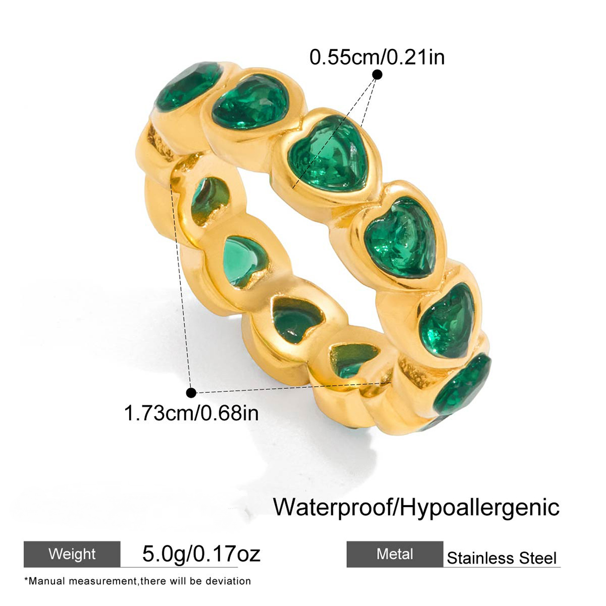 Stainless Steel 18K Gold PVD Cubic Zirconia Ring Collection