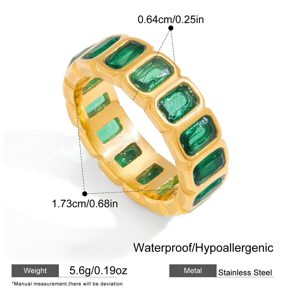 Stainless Steel 18K Gold PVD Cubic Zirconia Ring Collection