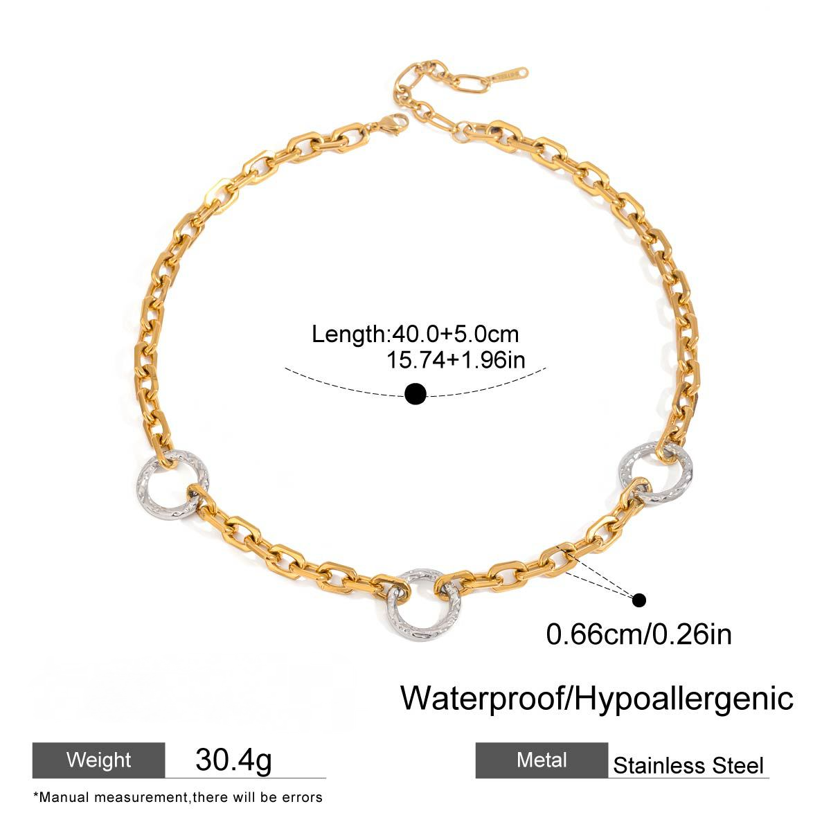 Stainless Steel Oval Geometric Cable Chain Necklace