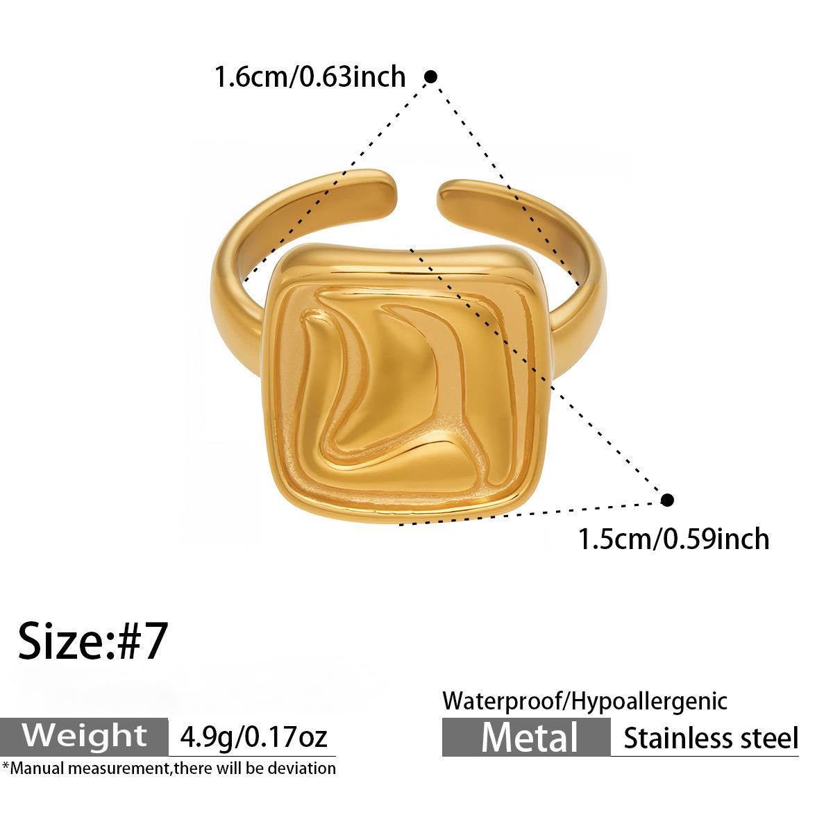 Stainless Steel Geometric Shaped Open Ring Set