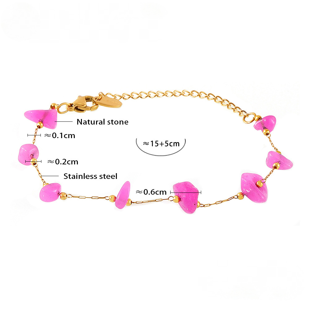 Bright Pink Natural Stone Beaded Necklace Bracelet Jewelry Suit
