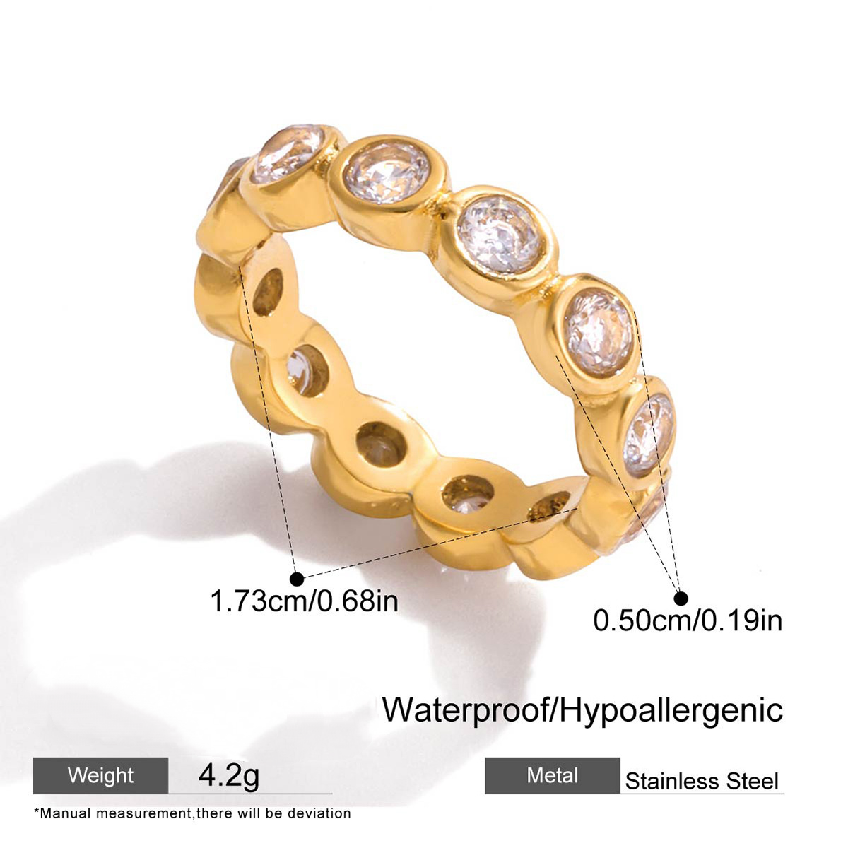 Stainless Steel Women's Heart-shaped Cubic Zirconia Ring