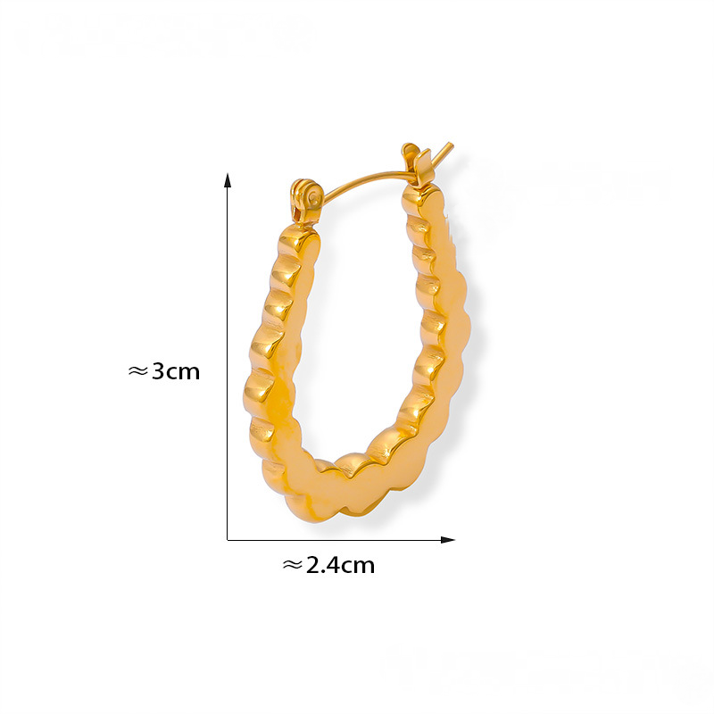 Stainless Steel Round Stitching Hoop Earrings