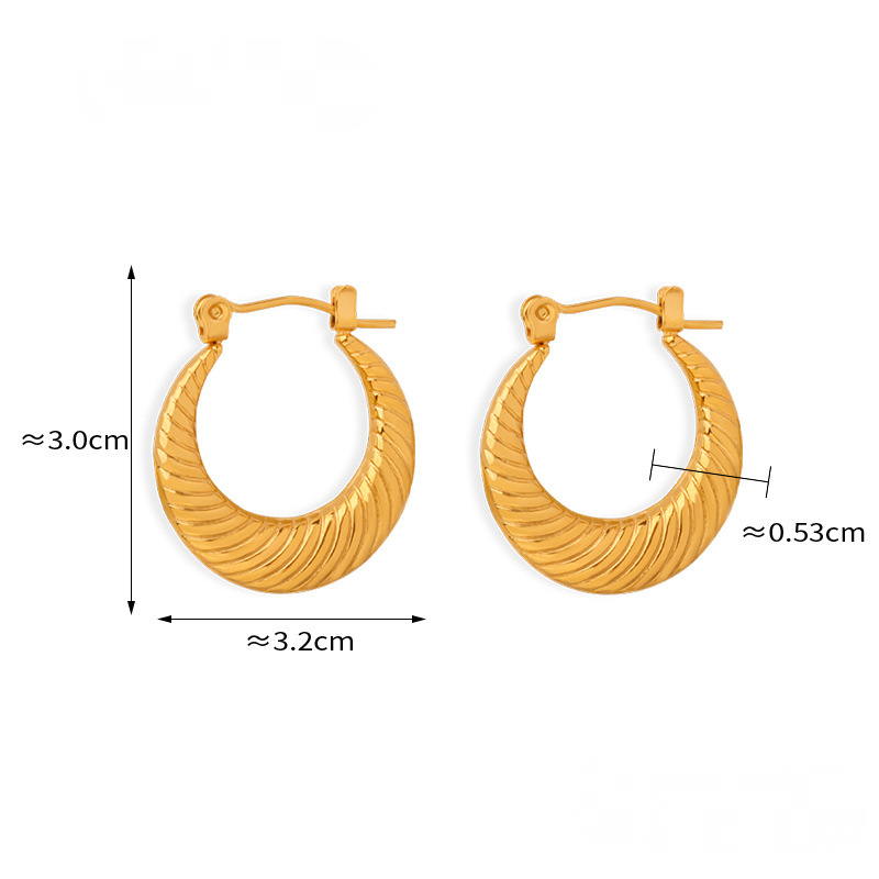 Stainless Steel Geometric Star Texture Hoop Earrings