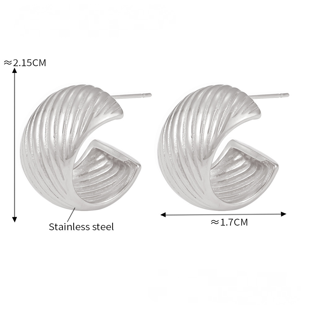 Stainless Steel Twill Women's Hoop Earrings