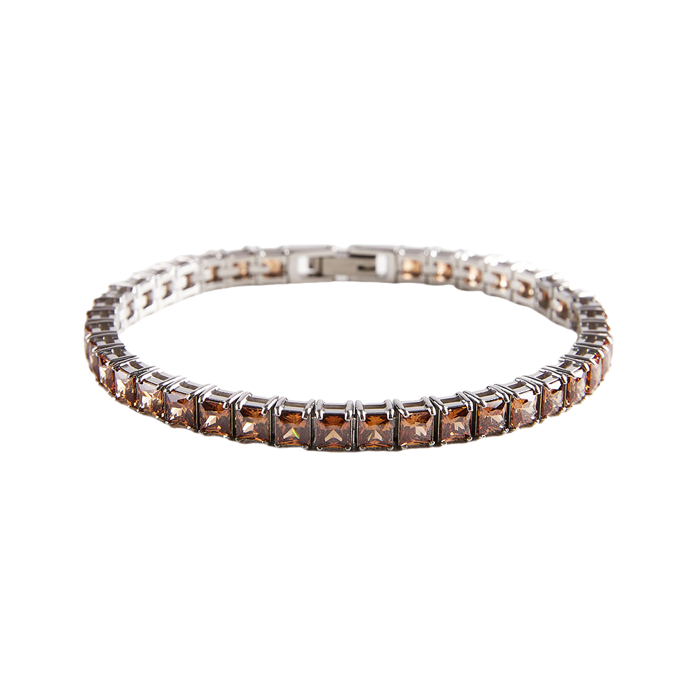 4x4MM Single Row Multi Colored Cubic Zirconia Tennis Bracelet