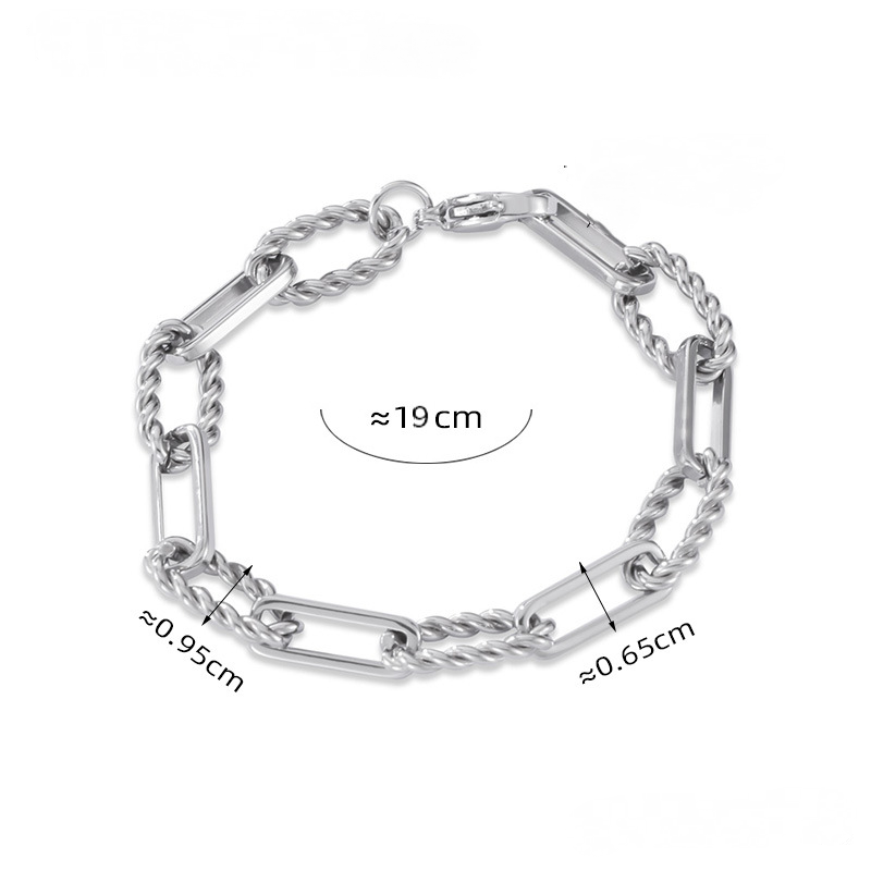 Paperclip Chain Twist Stitching Bracelet Necklace Jewelry Suit