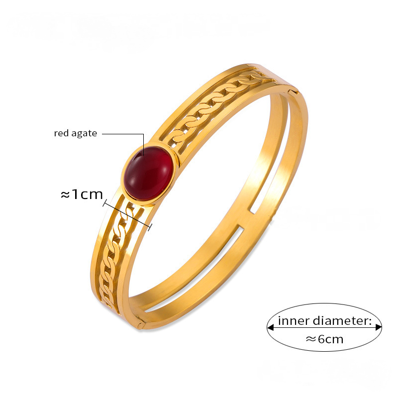 Stainless Steel Vintage Inlaiy Natural Stone Bracelet