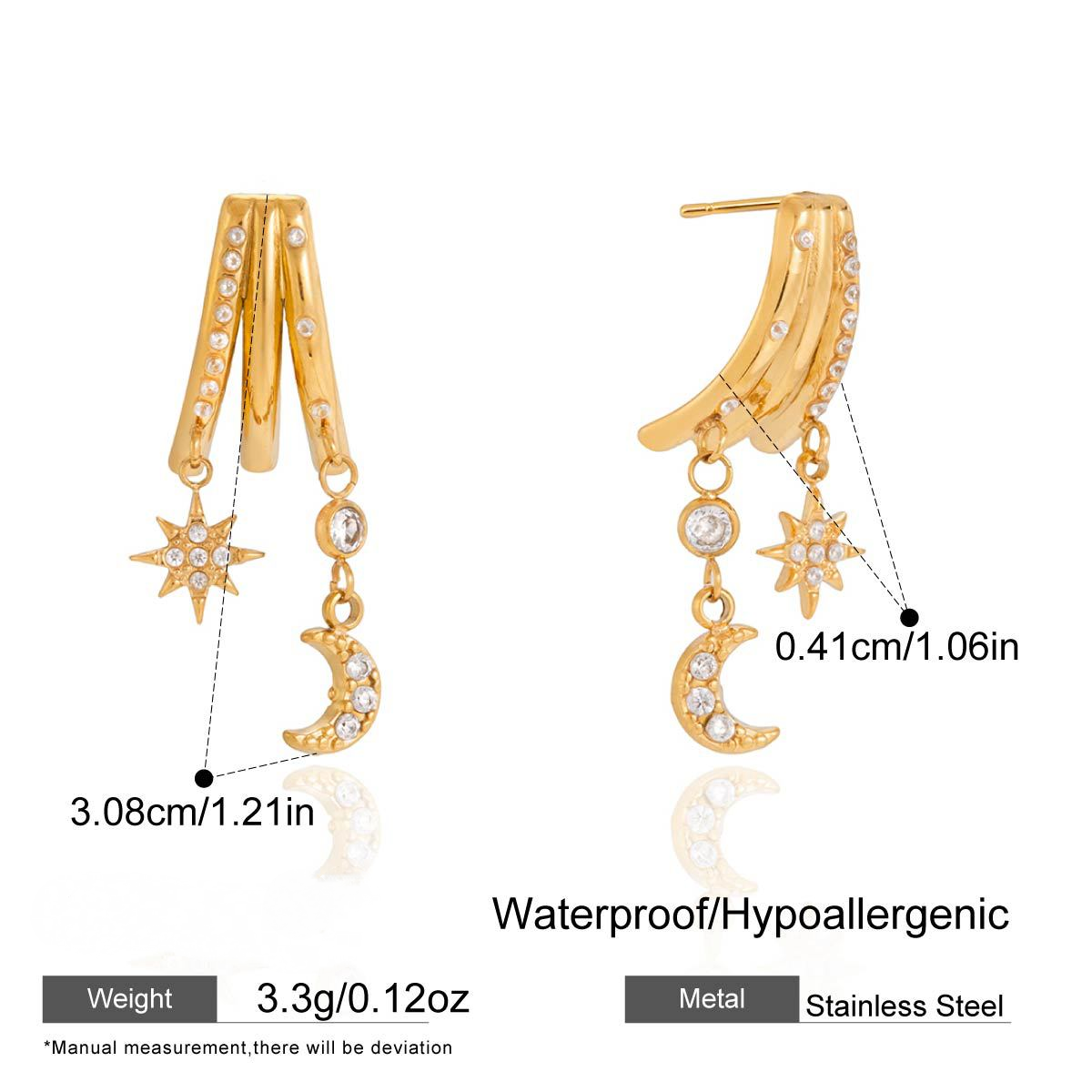 Stainless Steel Earrings with Cubic Zirconia Tassel
