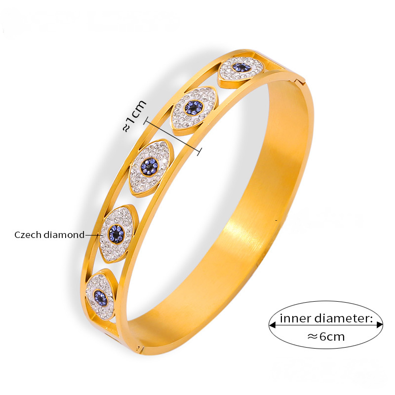 Stainless Steel Demon Eye Pattern Bangle Bracelet