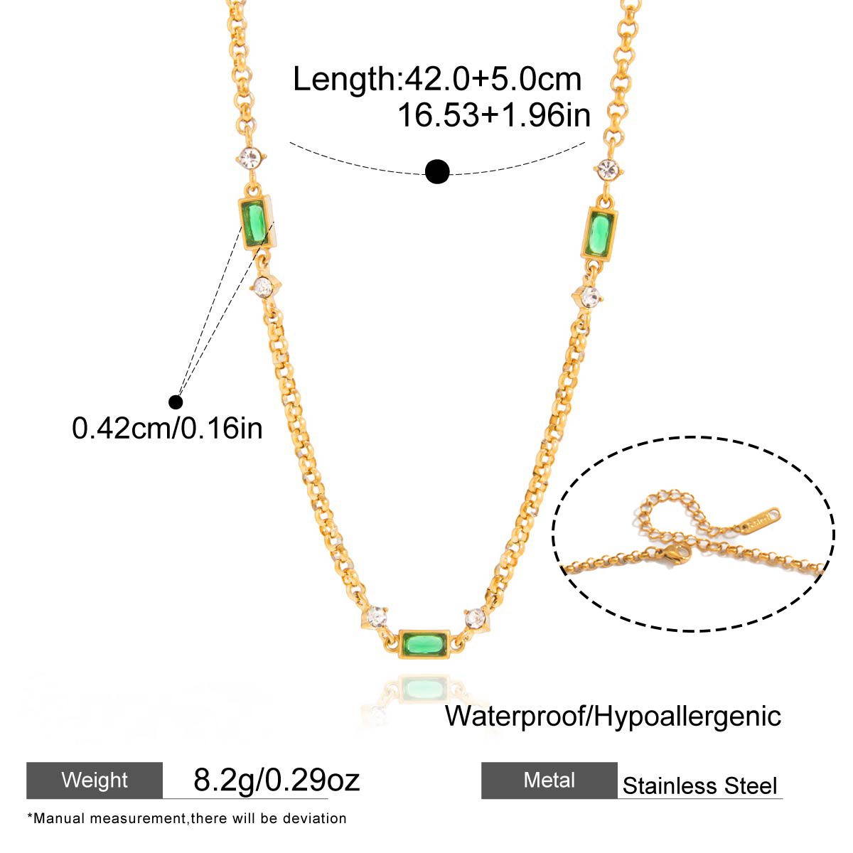 Stainless Steel Cubic Zirconia Pendant Necklace