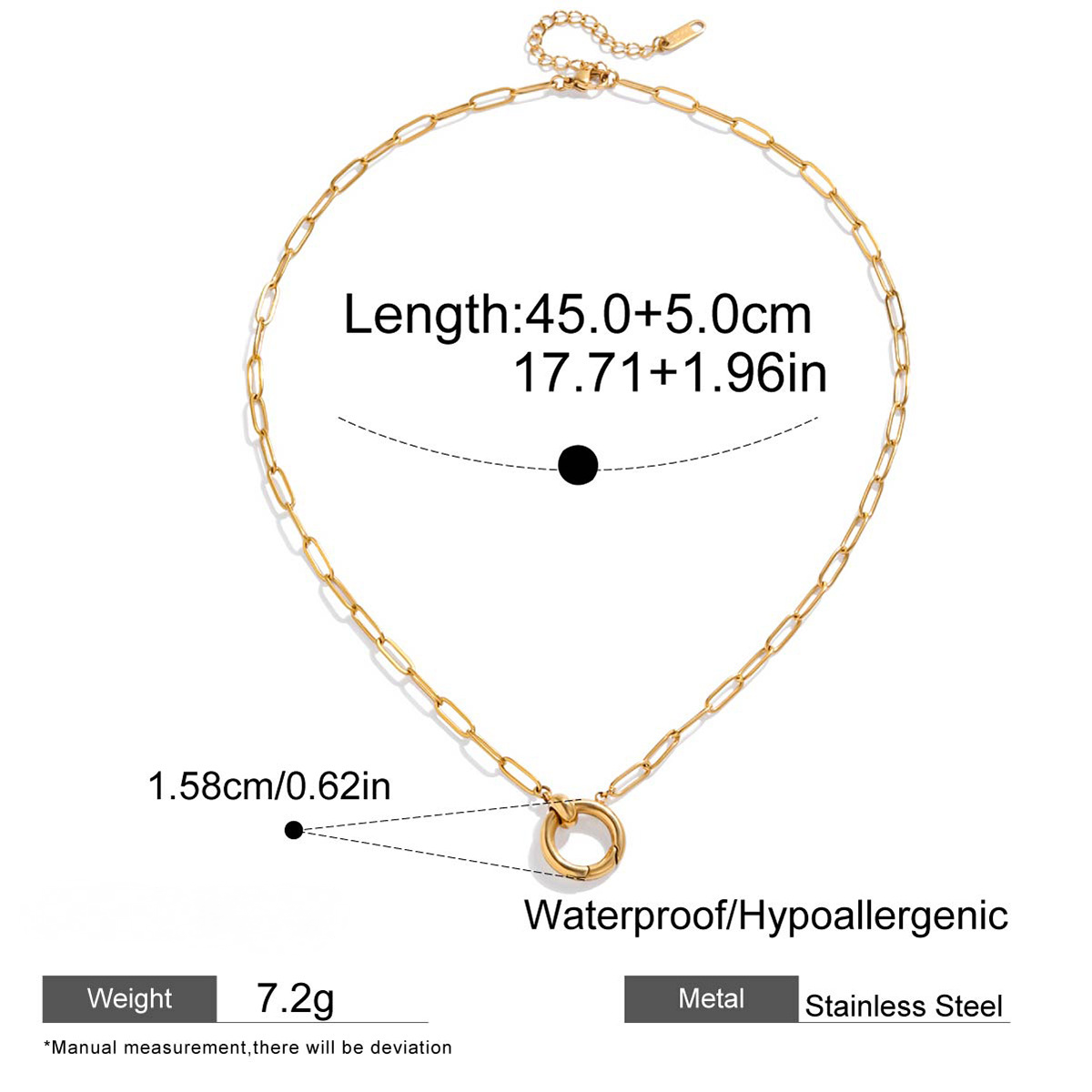 DIY Buckle Stainless Steel Heart Paperclip Chain Necklace