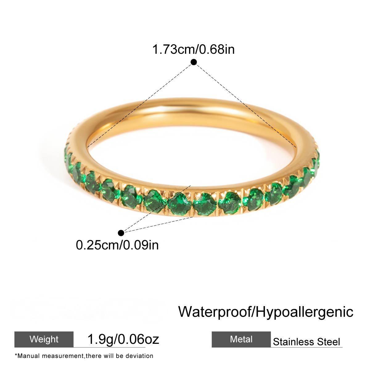 Stainless Steel Full Circle A-Grade Cubic Zirconia Ring