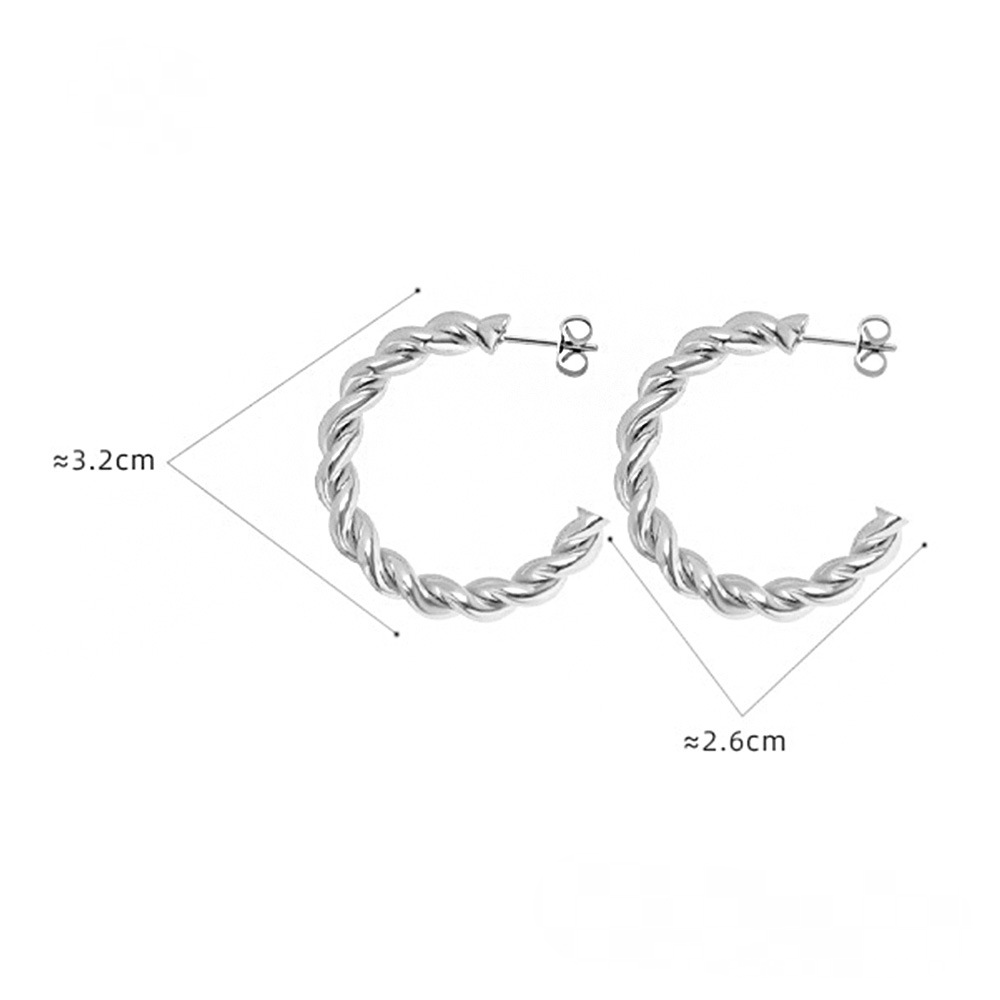 Hollow Textured Hoop Stainless Steel Earrings