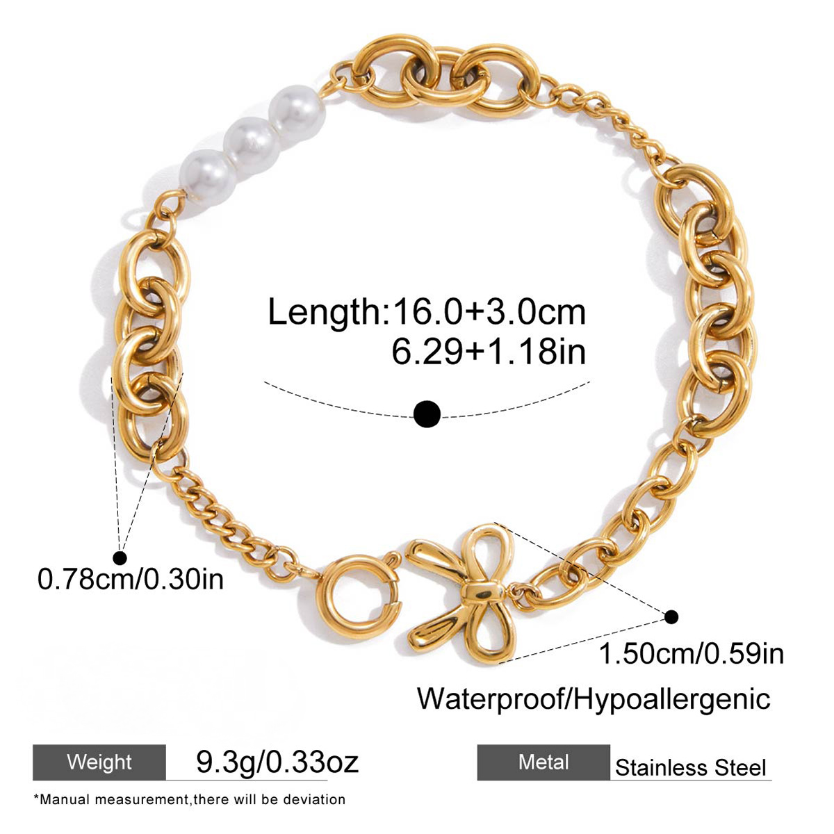 Stainless Steel Imitation Pearl Bracelet