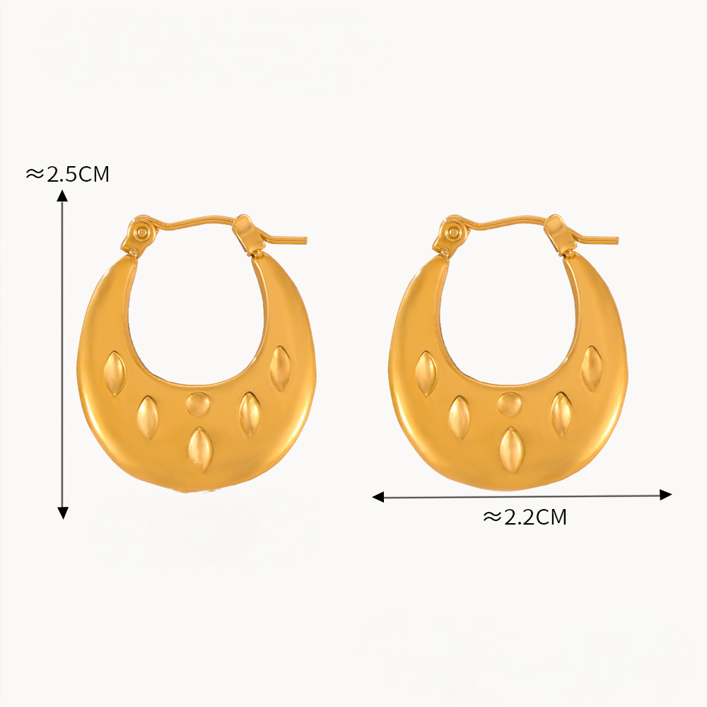 Stainless Steel Vintage Textured Hoop Earrings
