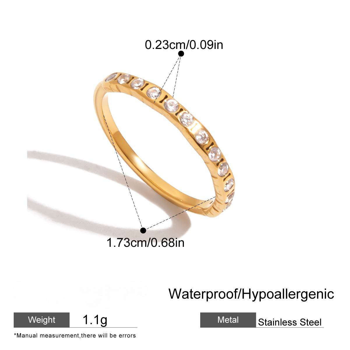 Stainless Steel Fine Ring Cubic Zirconia Ring Combination