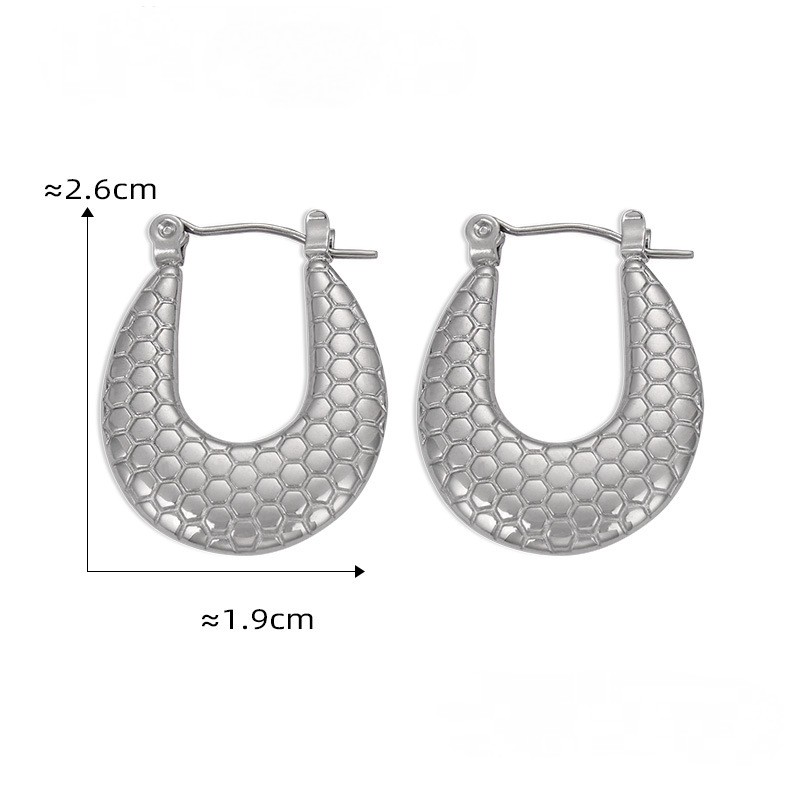 Stainless Steel Geometric Texture 18K Gold PVD Hoop Earrings