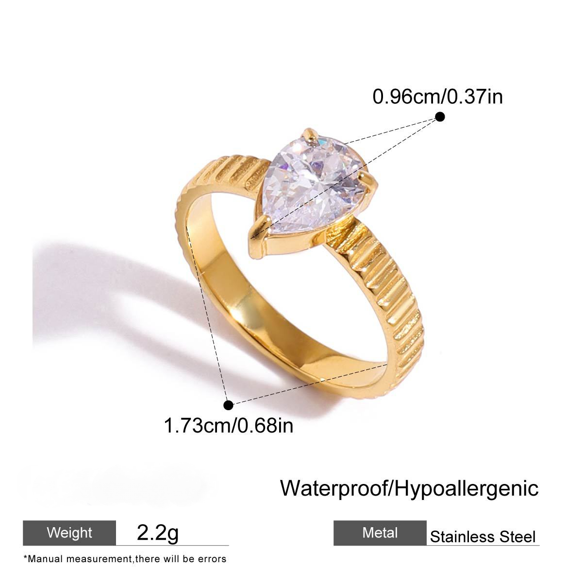 Stainless Steel Fine Ring Cubic Zirconia Ring Combination