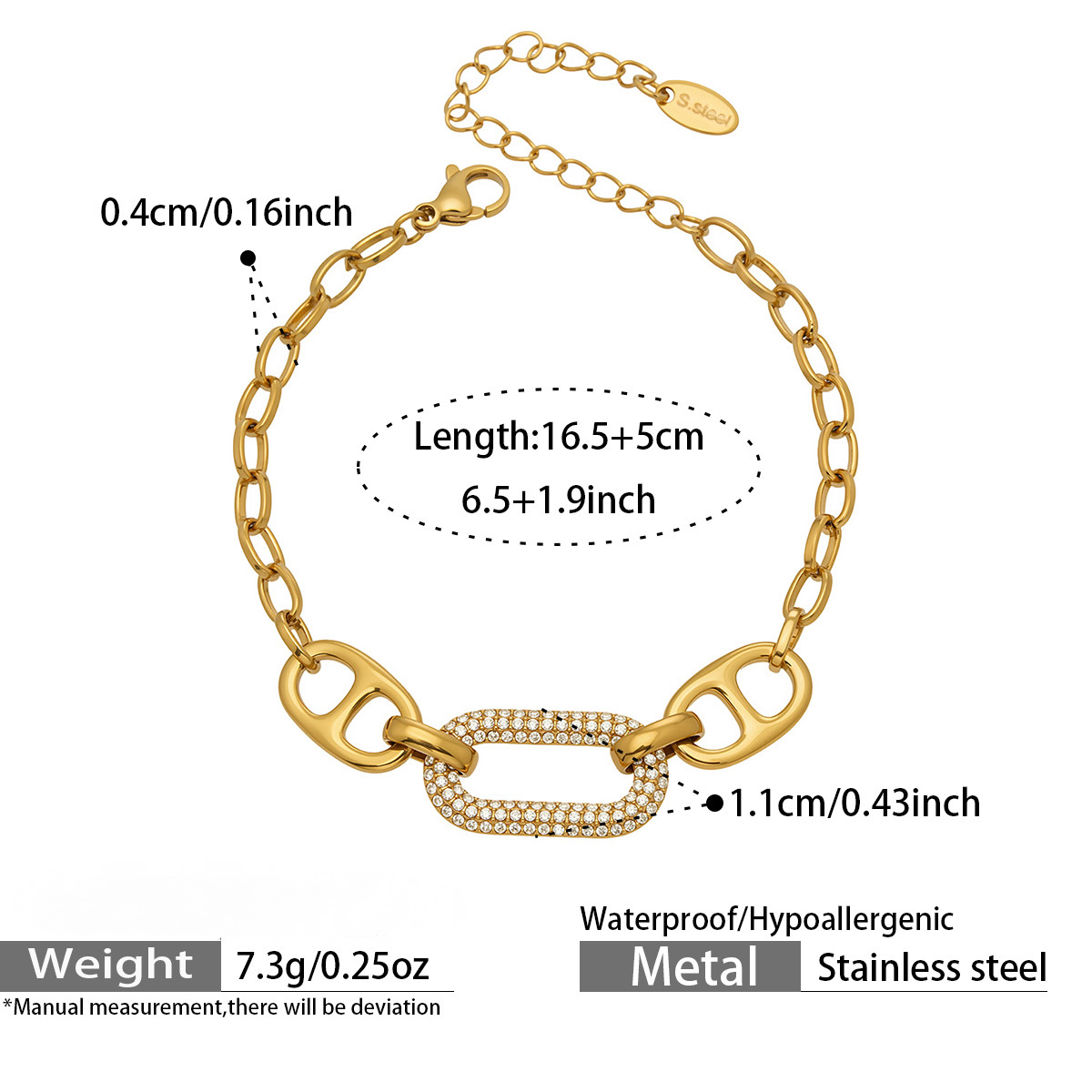 Stainless Steel 5A CZ Star Bead Chain Bracelet