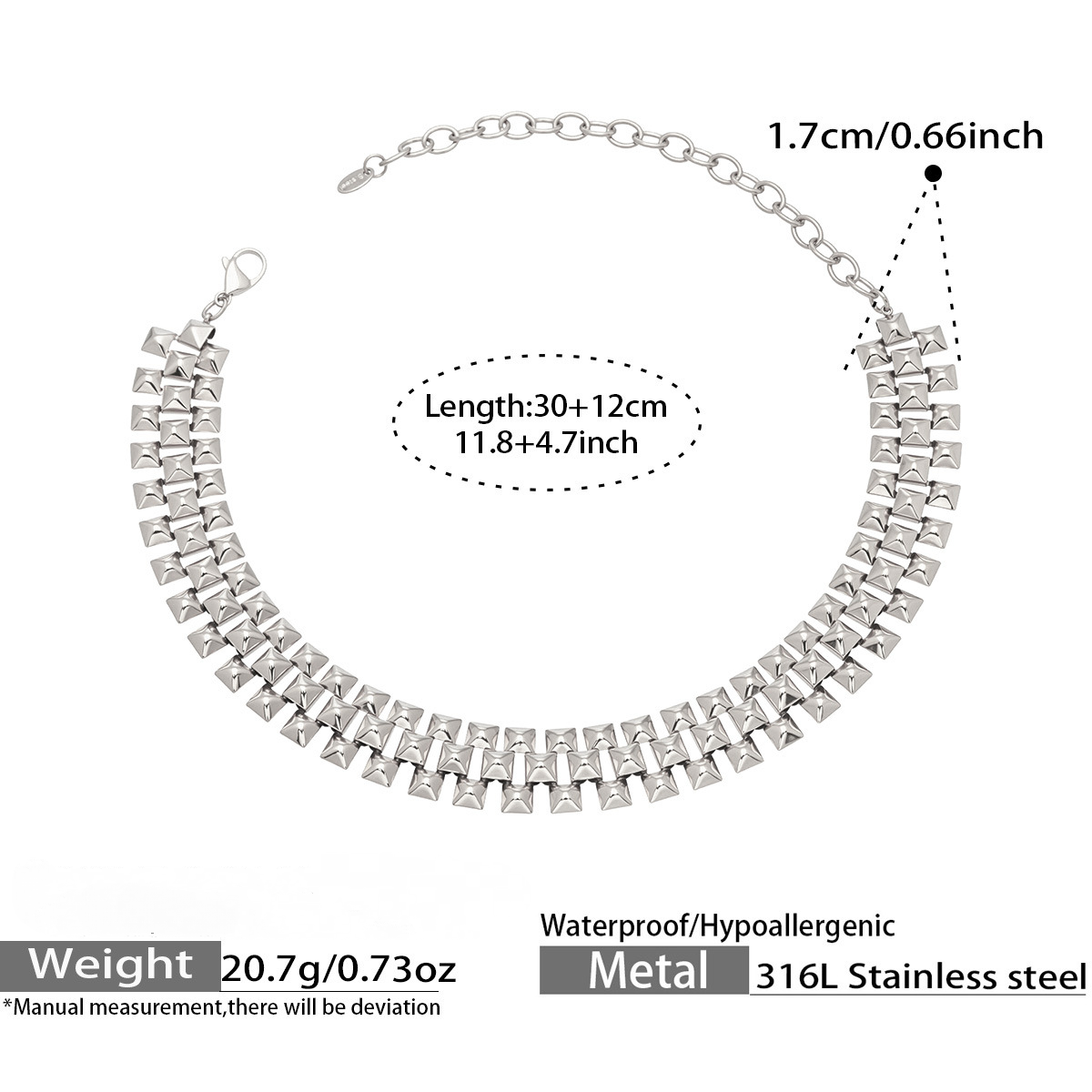 Stainless Steel Thick Chain Necklace Bracelet Jewelry Set
