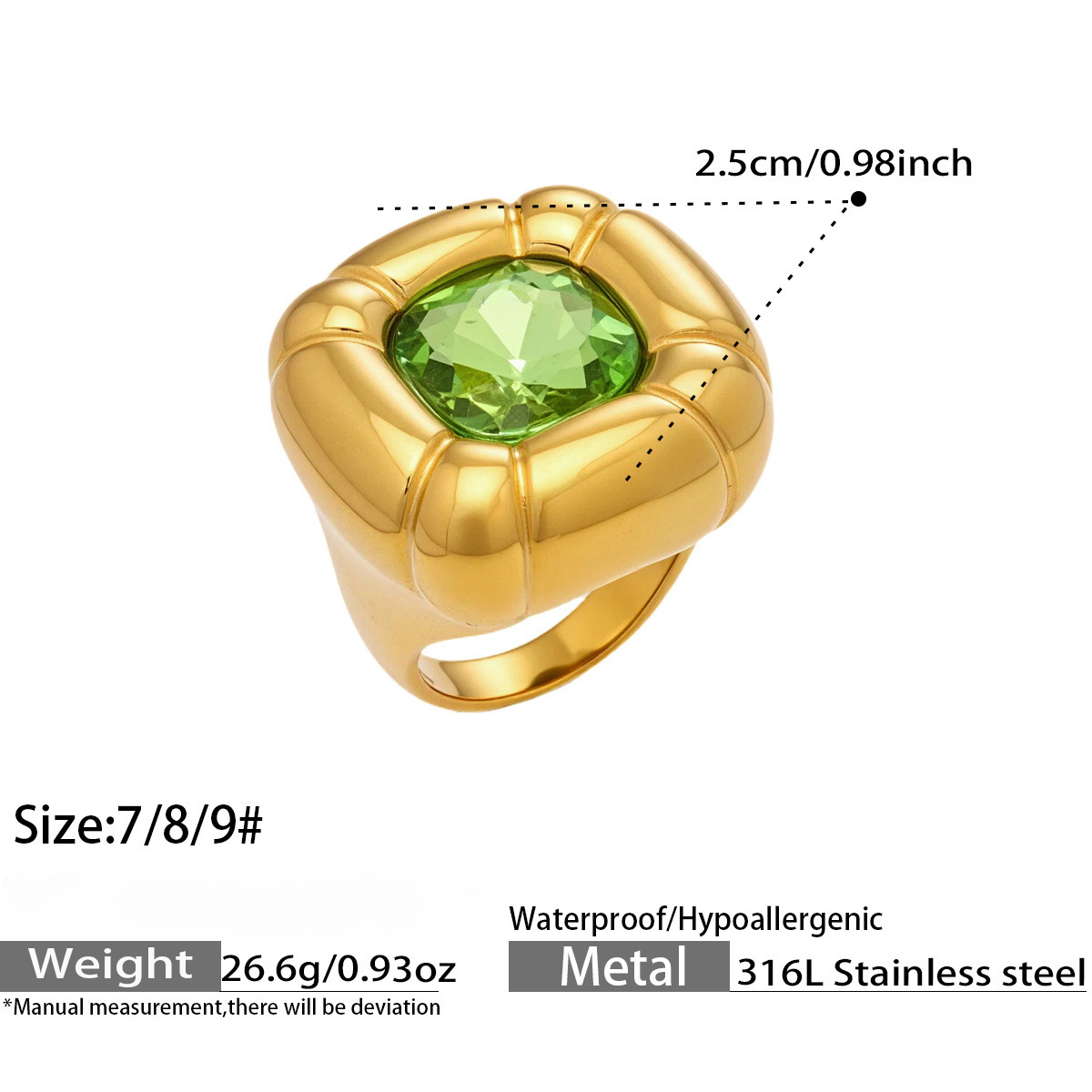 Stainless Steel Rainbow Glass Tiger's Eye Ring