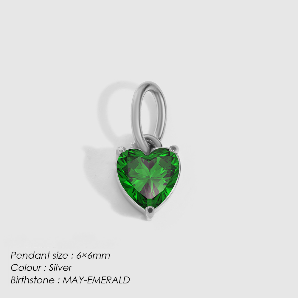Stainless Steel Heart-shaped Cubic Zirconia Pendant