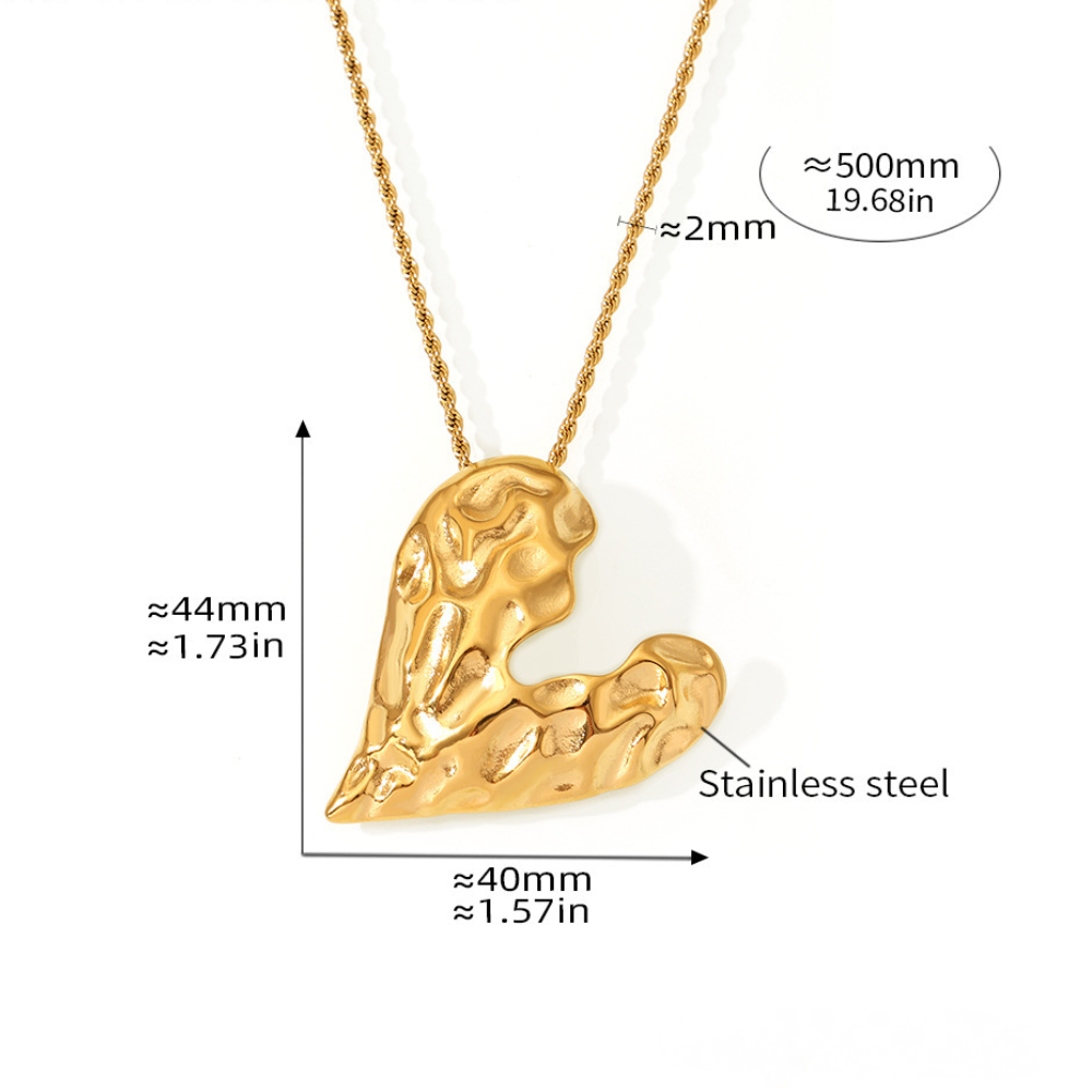 Irregular Texture Heart Shaped Necklace Earrings Jewelry Suit