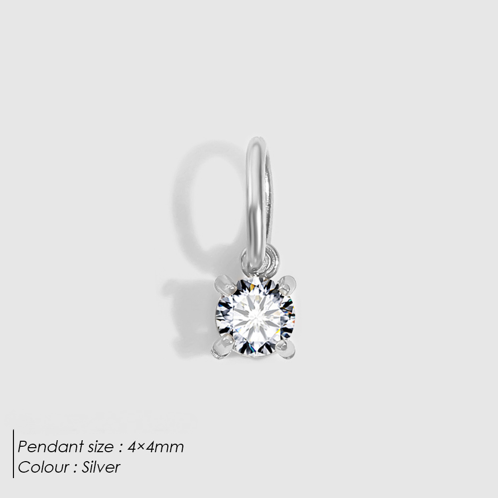 Stainless Steel Cubic Zirconia DIY Necklace Pendant