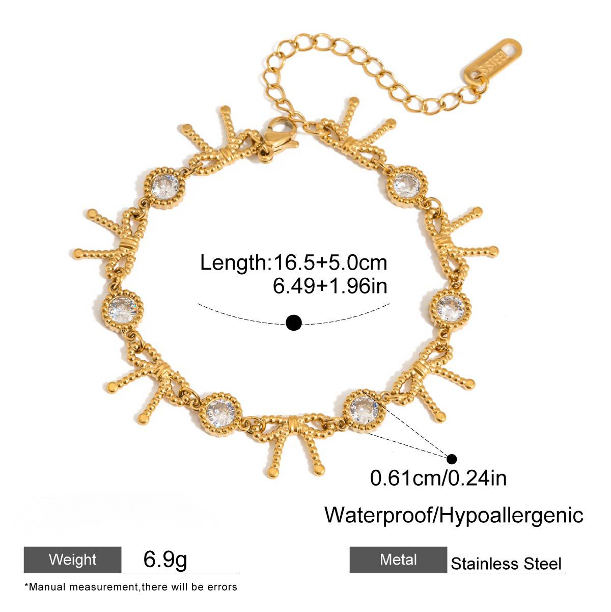 Stainless Steel Cubic Zirconia Chain Bracelet Combination