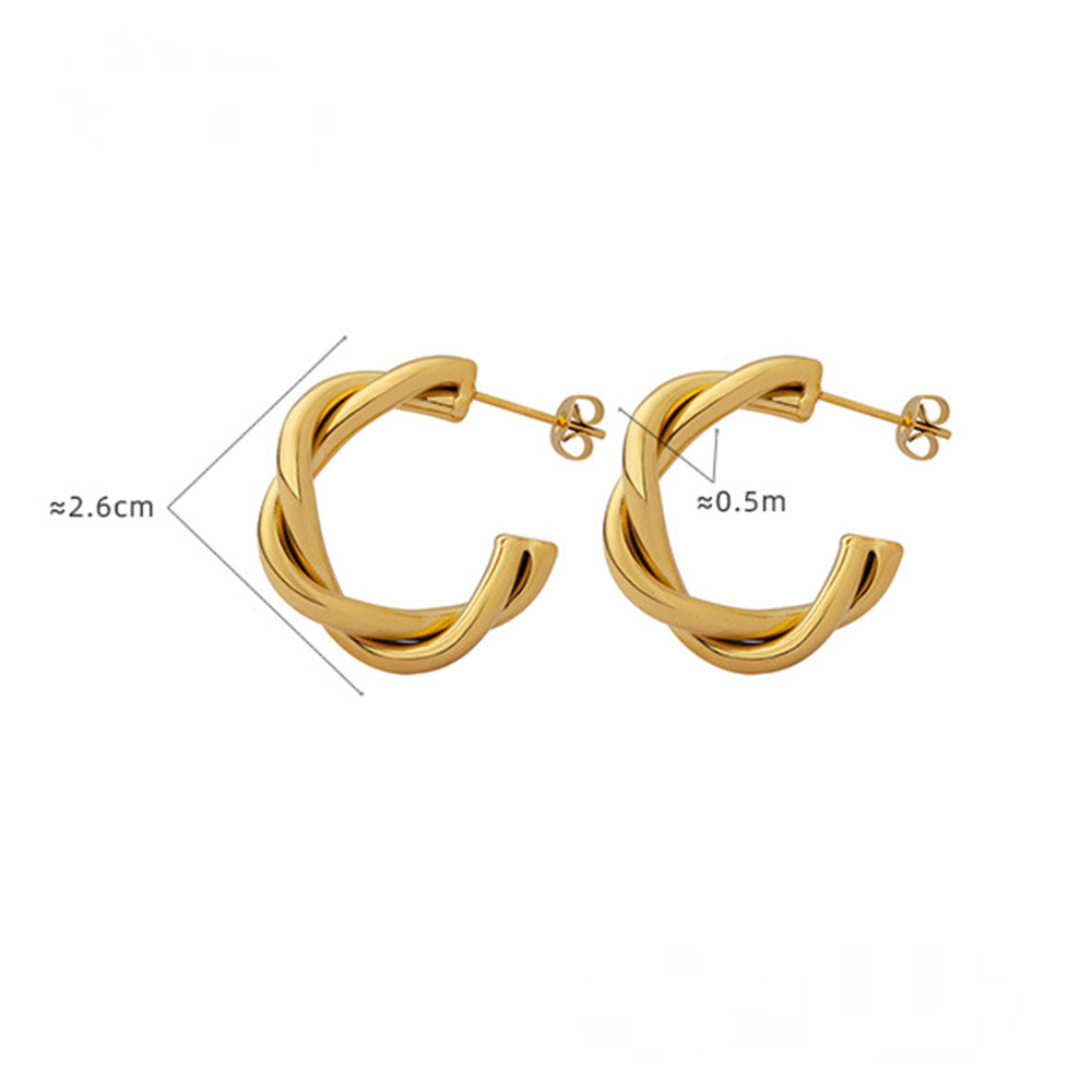 Hollow Textured Hoop Stainless Steel Earrings