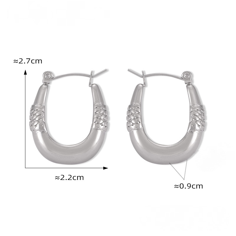 Stainless Steel Chain Stitching Textured Hoop Earrings